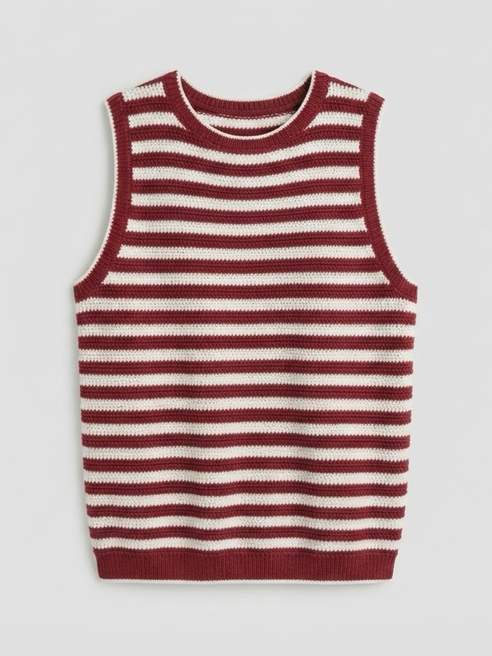 Nine West Jeans XXL Crochet Tank Top Red White Striped Sleeveless NWT